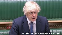 ARCHIV Prime Minister's Questions. Prime Minister Boris Johnson speaks during Prime Minister's Questions in the House of Commons, London. Picture date: Wednesday March 10, 2021. See PA story POLITICS PMQs Johnson. Photo credit should read: House of Commons/PA Wire URN:58528292