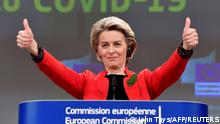 March 17, 2021***
European Commission President Ursula von der Leyen gestures during a press conference following a college meeting to introduce draft legislation on a common EU COVID-19 vaccination certificate at the EU headquarters in Brussels, Belgium March 17, 2021. John Thys /Pool via REUTERS