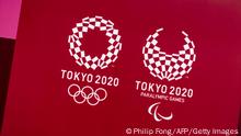 This picture shows the logos of the Tokyo 2020 Olympic and Paralympic Games in Tokyo on March 20, 2021. (Photo by Philip FONG / AFP) (Photo by PHILIP FONG/AFP via Getty Images)