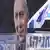 An election posters with Netanyahu's face, and the Israeli flag