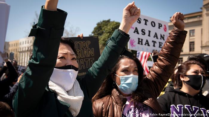 Hundreds from the Asian-American and Pacific Islander communities were among the demonstrators. 