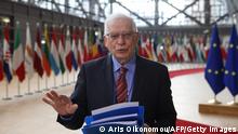 European Union High Representative for Foreign Affairs Josep Borrell speaks to media before a EU foreign ministers meeting in Brussels, on March 22, 2021. (Photo by Aris OIkonomou / POOL / AFP) (Photo by ARIS OIKONOMOU/POOL/AFP via Getty Images)