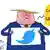 Карикатура Сергея Елкина: Дональд Трамп держит лист бумаги, на котором нарисован логотип Twitter с головой Трампа. Трамп говорит: "У новой социальной сети будет запоминающийся логотип".