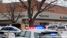Police vehicles are seen at the scene where an active shooter was reported at a grocery store in Boulder, Colorado, U.S. March 22, 2021 in this picture obtained from social media. Cecil Disharoon/via REUTERS THIS IMAGE HAS BEEN SUPPLIED BY A THIRD PARTY. MANDATORY CREDIT. NO RESALES. NO ARCHIVES.