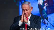 24/03/2021 Benjamin Netanjahu, Ministerpräsident von Israel und Vorsitzender der rechtskonservativen Likud-Partei, bedankt sich nach den Parlamentswahlen in Israel bei seinen Anhängern. +++ dpa-Bildfunk +++