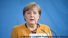 24/03/2021 Bundeskanzlerin Angela Merkel (CDU) gibt nach einem Gespräch per Videokonferenz mit den Ministerpräsidenten der Bundesländer im Kanzleramt ein Statement ab. Merkel hat nach massiver Kritik am Pandemie-Management der Regierung eine geplante strikte Ostersperre rückgängig gemacht.