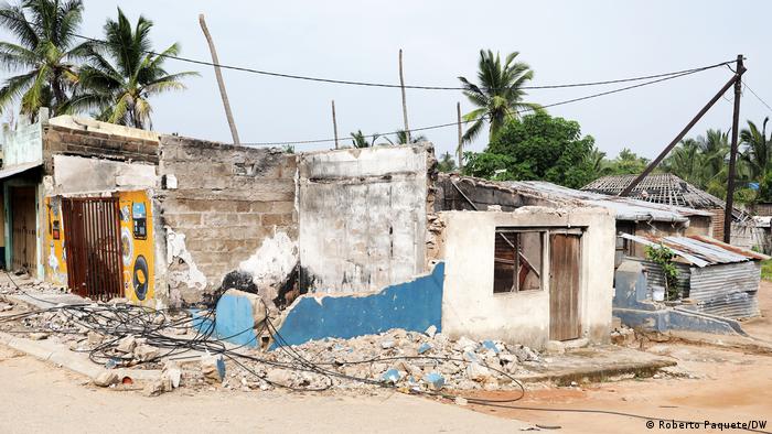 A destroyed house in Mozambique's Cabo Delgado province.