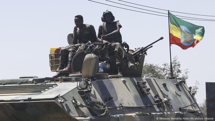 Units of Ethiopian army patrol the streets of Mekelle city of the Tigray region