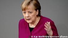 25.03.2021, Berlin: Bundeskanzlerin Angela Merkel (CDU) gibt im Bundestag eine Regierungserklärung zur Corona-Pandemie und zum Europäischen Rat ab. Foto: Kay Nietfeld/dpa +++ dpa-Bildfunk +++