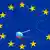 Российская вакцина от ковида "Спутник V" в виде космического спутника летает по "орбите" флага ЕС - карикатура Сергея Елкина