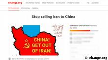 Screenshot Change.org China Iran Petition 