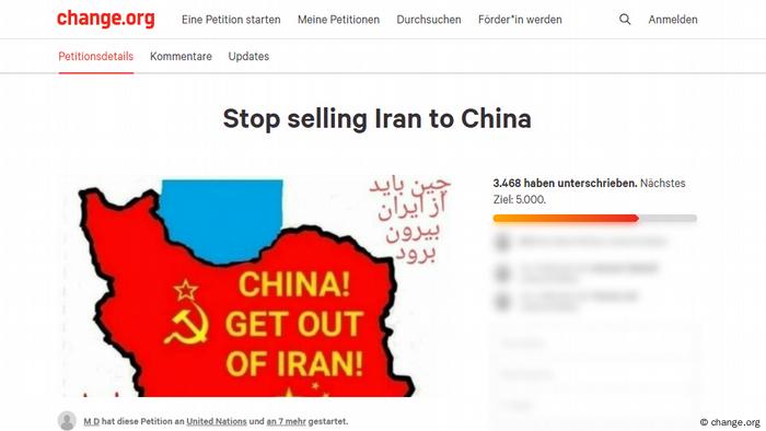 Screenshot Change.org China Iran Petition 