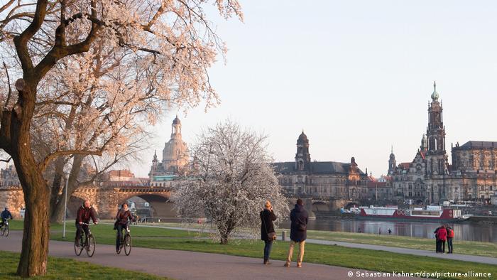 Germany, a cityscape view of Dresden in springtime.