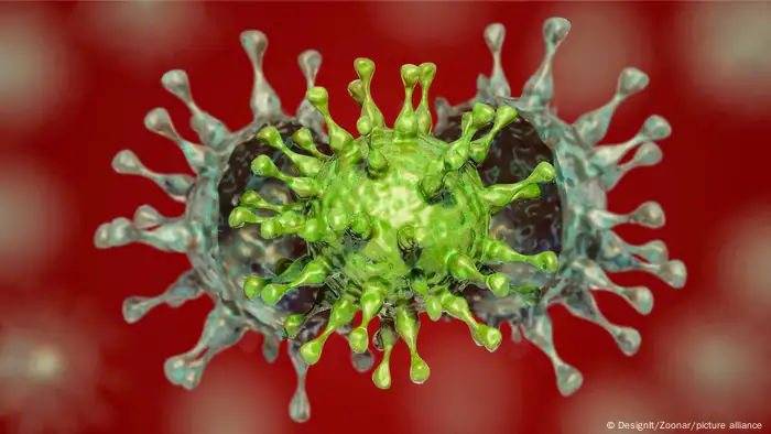Illustration eine Coronavirus-Mutation