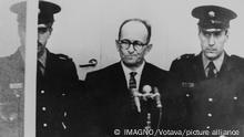 Prozess gegen Adolf Eichmann in Israel. 12. April 1961. Photographie.