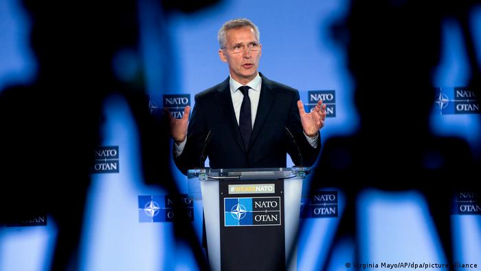 NATO Secretary General Jens Stoltenberg addressed reporters after an emergency meeting of the 30-nation alliance's permanent representatives