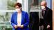German Defense minister Annegret Kramp-Karrenbauer (L) entering the press conference German Defense minister Annegret Kramp-Karrenbauer (L) entering the press conference