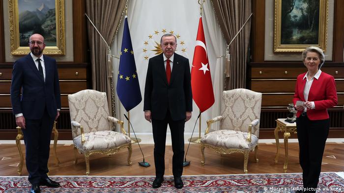 Türkei Ankara | Ursula von der Leyen, Charles Michel und Recep Tayyip Erdogan