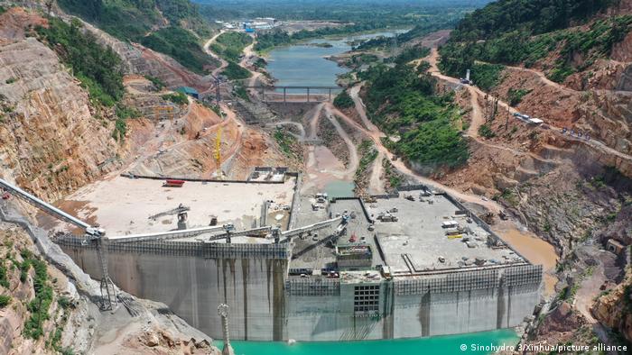 A hydropower dam under construction in Laos