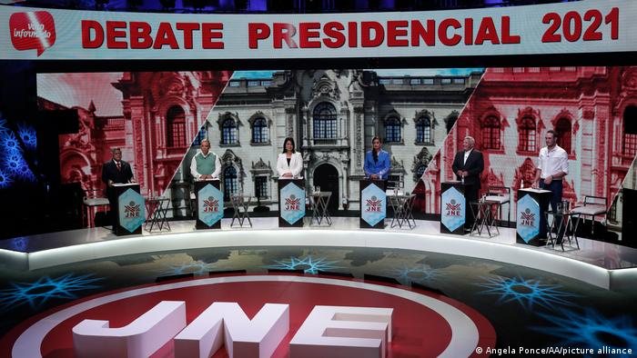 Imagen del debate electoral televisado en Perú.