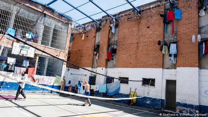 Sport is played in the courtyard of Colombia's Bellavista APAC