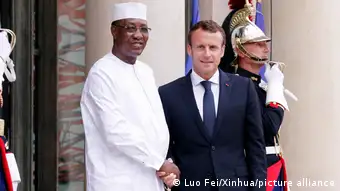 Le président tchadien, Idriss Déby Itno et son homologue français, Emmanuel Macron, à Paris, le 29 mai 2018