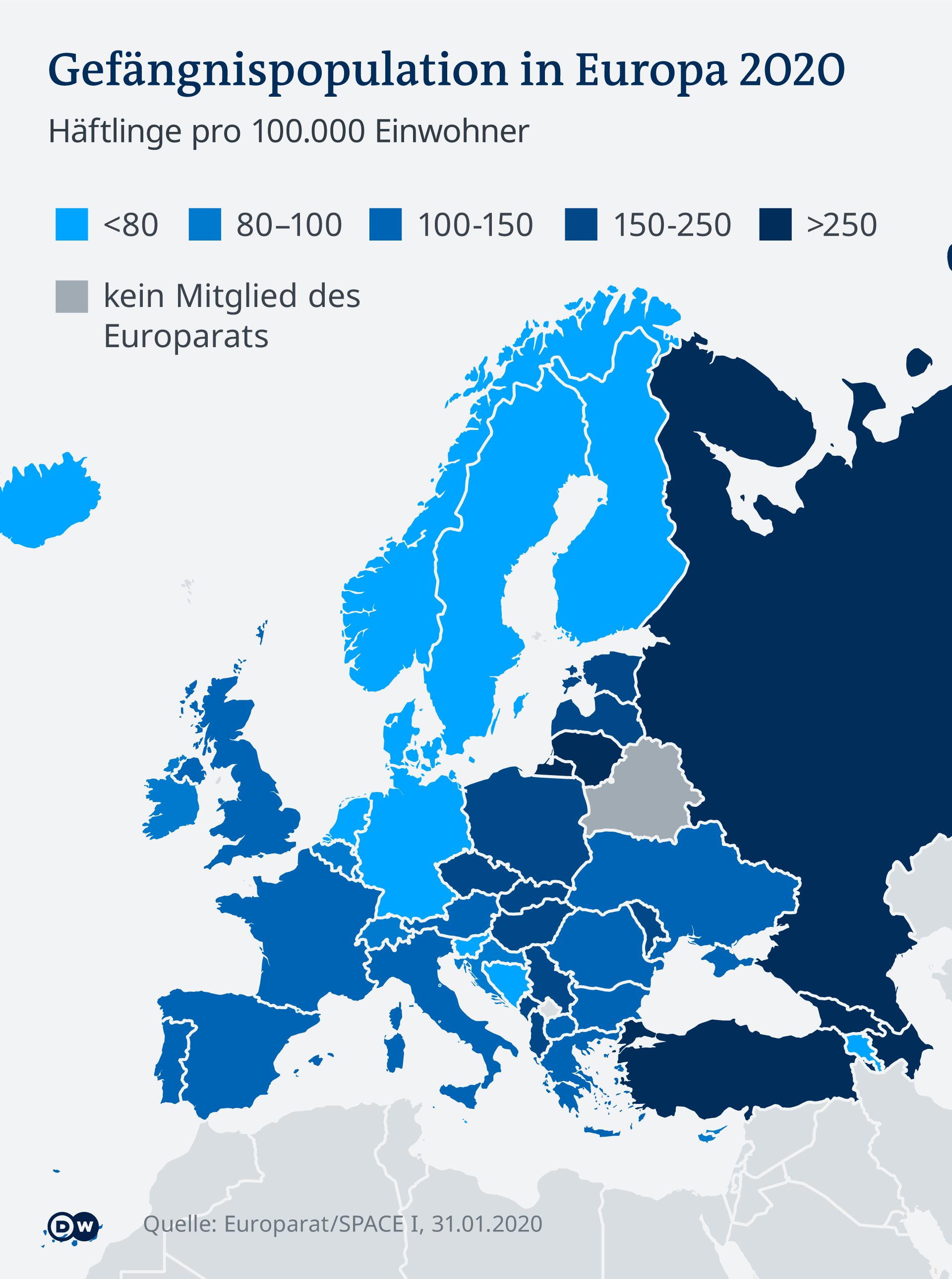 Infografik Gefängnispopulation in Europa