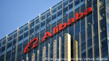 BEIJING, CHINA - DECEMBER 24, 2020 - The Alibaba logo is seen in front of Alibaba's Wangjing office in Chaoyang district, Beijing, China, Dec. 24, 2020. Alibaba's Beijing headquarters is expected to achieve a structural cap in August.