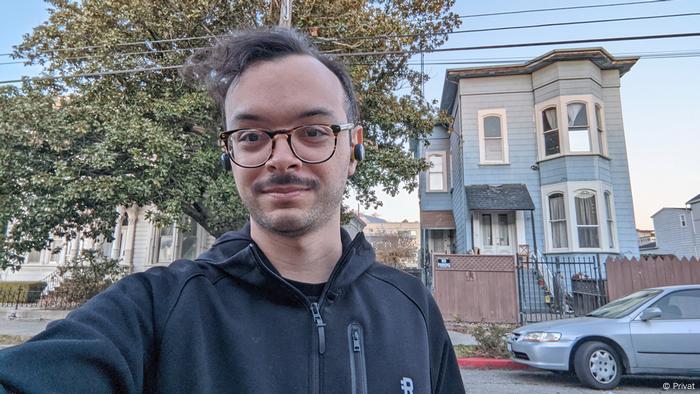 AS picture of Gabriel Jimenez in front of his home in the United States