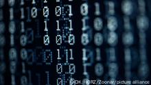 abstract dark blue pixelated binary background with digits one and zero