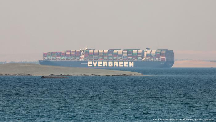 Ever Given, a Panama-flagged cargo ship, is seen in Egypt's Great Bitter Lake Tuesday, March 30, 2021