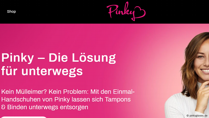 Screenshot der Pinky Gloves-Website