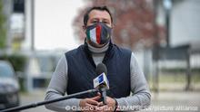 Foto LaPresse - Claudio Furlan .16 aprile 2021 - Milano (Italia) .News.Matteo Salvini visita il centro vaccinale della Fabbrica del Vapore...Photo LaPresse - Claudio Furlan.April 16 , 2021 Milan ( Italy ) .News.Matteo Salvini visits the vaccination center of the Fabbrica del Vapore (Credit Image: Â© Claudio Furlan/LaPresse via ZUMA Press