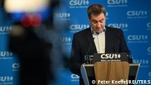 Bavarian State Premier and Christian Social Union (CSU) leader Markus Soeder gives a statement in Munich, Germany, April 20, 2021. Peter Kneffel/Pool via REUTERS