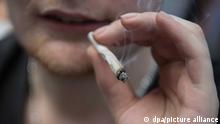 10.8.2019, Deutschland, Ein Joint wird am Rande der 23. Hanfparade für eine Legalisierung von Cannabis geraucht. Ein Richter in Bernau bei Berlin (Barnim) will das Cannabisverbot in Deutschland prüfen lassen. (zu Cannabis bald legal? Richter will Verbot in Karlsruhe prüfen lassen) +++ dpa-Bildfunk +++