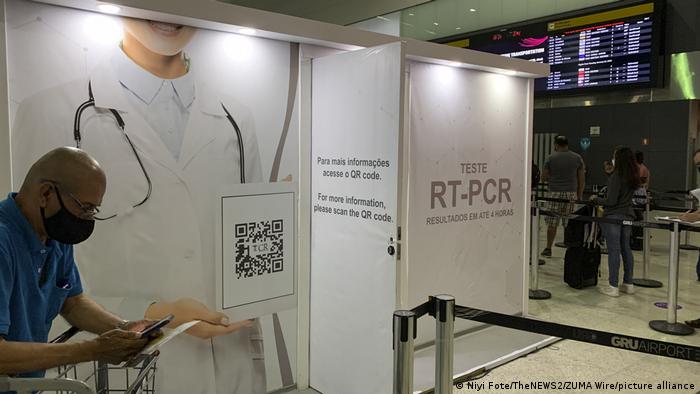 A PCR test center at the Sao Paulo International Airport.