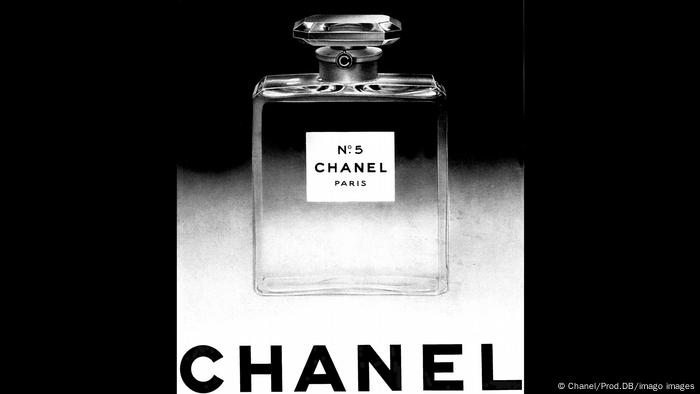 A black-and-white ad for Chanel No. 5.