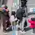 A refugee family after landing in Hannover