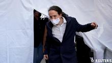 Spain's Unidas Podemos (Together We Can) candidate for Madrid regional elections, Pablo Iglesias arrives to a meeting in Madrid, Spain, April 23, 2021. REUTERS/Juan Medina