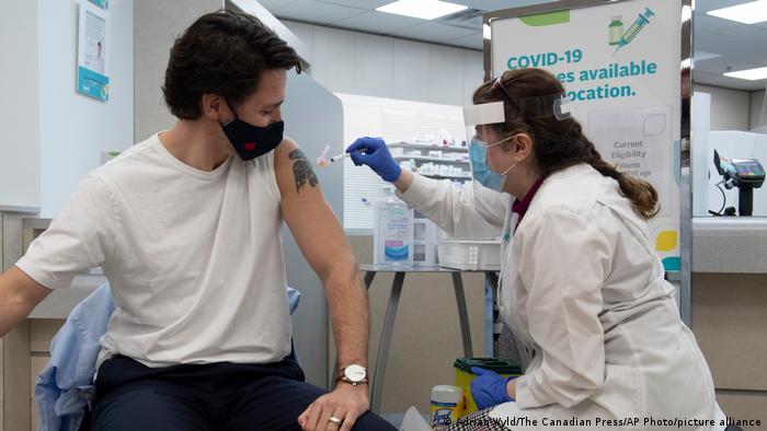 Justin Trudeau receives the AstraZeneca vaccine