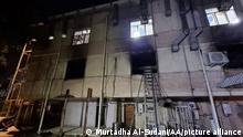 BAGHDAD, IRAQ - APRIL 24: A view of Ibn al-Hatip Hospital as fire erupts at the hospital where coronavirus patients were being treated in Baghdad, Iraq on April 24, 2021. Nearly 20 people died in a fire at a hospital where coronavirus patients were being treated in Baghdad, according to sources on Saturday. Murtadha Al-Sudani / Anadolu Agency