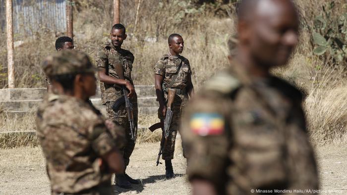 Units of Ethiopian army patrol the streets of Mekelle city of the Tigray region