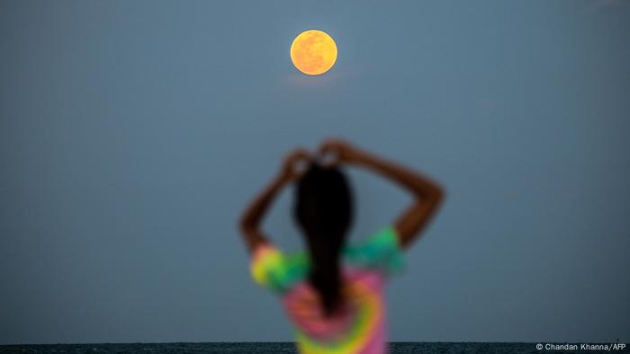 A supermoon over Miami Beach, USA