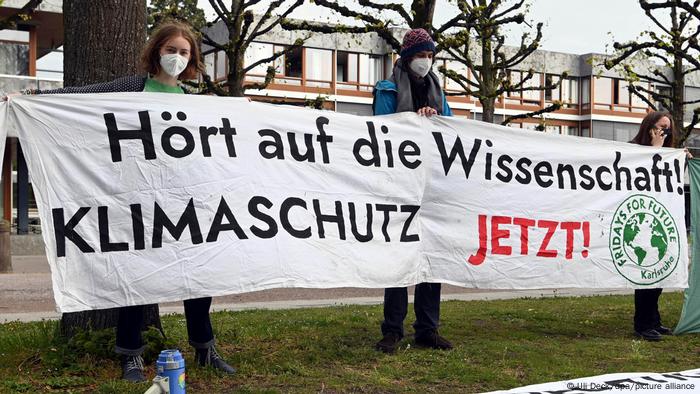 Fridays for Future protesters outside the German Constitutional Court