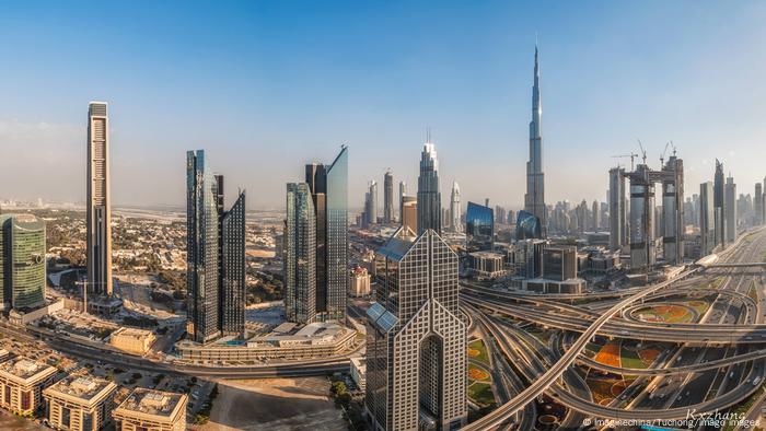 Myriad buildings and road networks in Dubai skyline