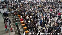 NANJING, CHINA - APRIL 30, 2021 - Passengers line up to check in at Nanjing Railway Station in Nanjing, capital of east China's Jiangsu Province, April 30, 2021.