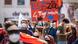 German protesters calling for a four-day workweek German protesters calling for a four-day workweek
