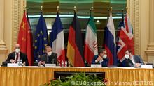 European External Action Service (EEAS) Deputy Secretary General Enrique Mora, Iranian Deputy at Ministry of Foreign Affairs Abbas Araghchi and Iran's ambassador to the U.N. nuclear watchdog Kazem Gharibabadi wait for the start of a meeting of the JCPOA Joint Commission in Vienna, Austria May 1, 2021. EU Delegation in Vienna/Handout via REUTERS ATTENTION EDITORS - THIS PICTURE WAS PROVIDED BY A THIRD PARTY.