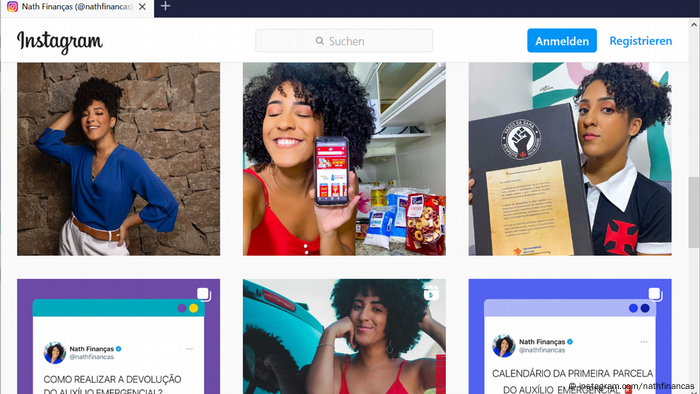 Screenshot Instagram-Account von Nath Finanças