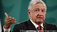 Mexican President Andres Manuel Lopez Obrador takes part in his daily press conference in Mexico City, Mexico, 27 April 2021. Lpez Obrador congratulated Jaime Baksht, Michelle Couttolenc and Carlos Cortes, the three Mexicans who made history by winning the Oscar for Best Sound in the film Sound of Metal . Lopez Obrador congratulates the Mexican Oscar winners for Best Sound ACHTUNG: NUR REDAKTIONELLE NUTZUNG PUBLICATIONxINxGERxSUIxAUTxONLY Copyright: xJosxMndezx MEX319 20210427-637551431782314538